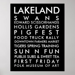 Lakeland geschiedenis 16x20 witte tekst poster