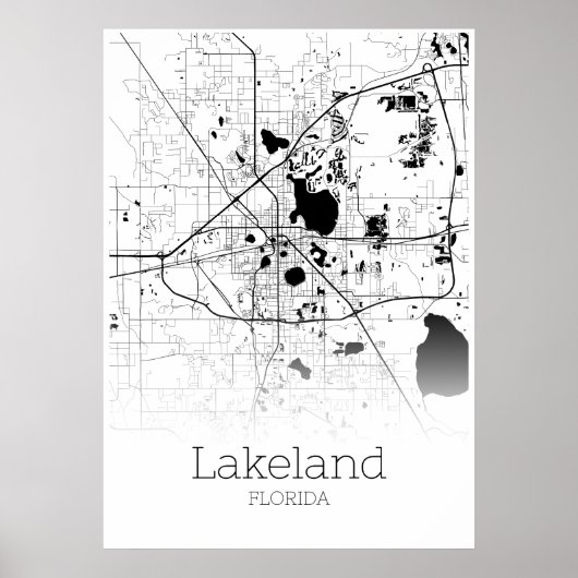 Lakeland Map - Florida - City Map Poster (Voorkant)