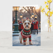 Lakeland Terrier Chien de Noël Carte de voeux (Fleur jaune)