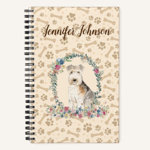 Lakeland Terrier Dog Paw Print & Floral Cute Notitieboek
