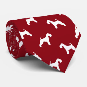 Lakeland Terrier Dog Silhouettes Pattern Red Stropdas