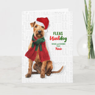 Lakeland Terrier Hond Grappige Vlooien Navidog met Feestdagen Kaart