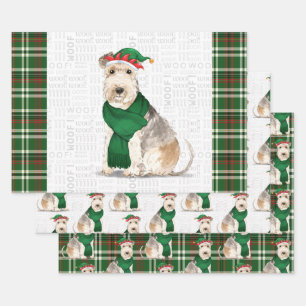 Lakeland Terrier Kersthond en Holiday Pset Inpakpapier Vel
