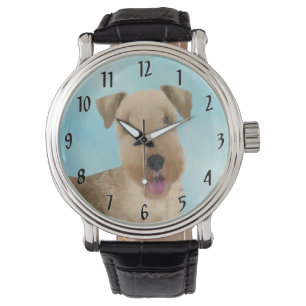 Lakeland Terrier Painting - Cute Original Dog Art Horloge