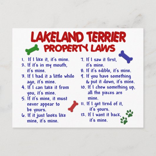 LAKELAND TERRIER Property Laws 2 Briefkaart (Voorkant)