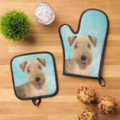 Lakeland Terrier Schilderen Schattigee Originele H Ovenwant & Pannenlap Set (Top down)