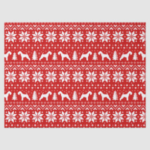 Lakeland Terrier Silhouetten Kerstpatroon Rood Tissuepapier