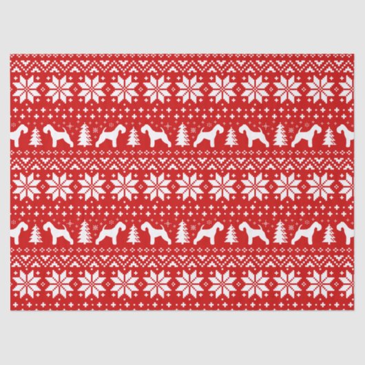 Lakeland Terrier Silhouetten Kerstpatroon Rood Tissuepapier (Voorkant)