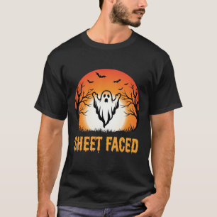 Laken Gezicht Halloween Geest Zonsondergang Ontwer T-shirt
