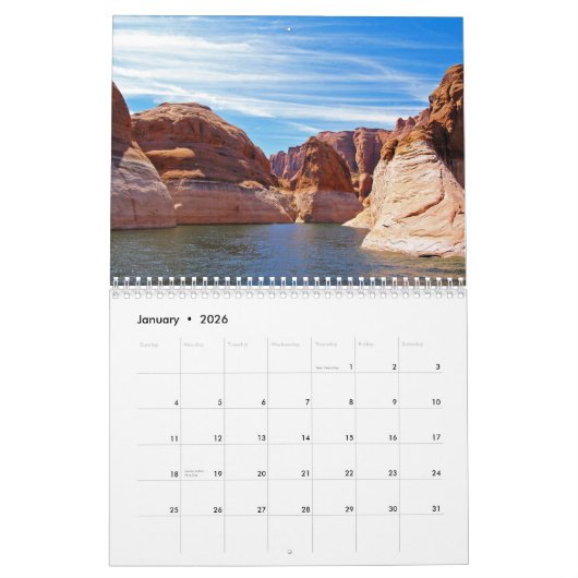 Lakes Forest Mountain landschap elk jaar Kalender (Jan 2026)