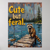 Lakeside Bandit: een Uitzicht van een wasbeer Poster (Voorkant)