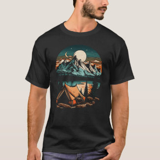 Lakeside Camping Avontuur retro T-shirt