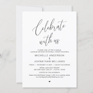 Lakeside Casual Modern Wedding Rehearsal Dinner Kaart