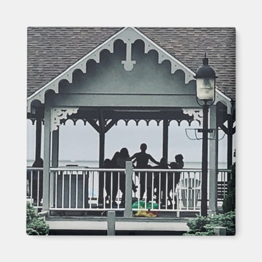 Lakeside Chautauqua Yoga Silhouette Print Magneet (Voorkant)