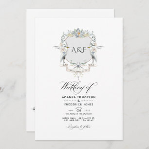 Lakeside Monogram Laurel Crest Wedding Foto Kaart