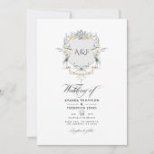 Lakeside Monogram Laurel Crest Wedding Kaart (Voorkant)