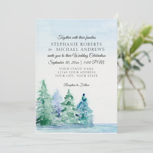 Lakeside Mountain Hoge Pijnbomen Buiten Huwelijk Kaart (Staand voorkant)