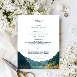 Lakeside Mountain Wedding Details Card Informatiekaartje
