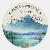 Lakeside Mountain Wedding Save the Date Sticker (Voorkant)