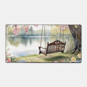 Lakeside Swing in de romantische Waterverf tuin Bureaumat (Voorkant)