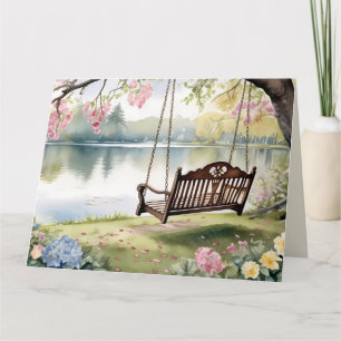 Lakeside Swing in de romantische Waterverf tuin Kaart