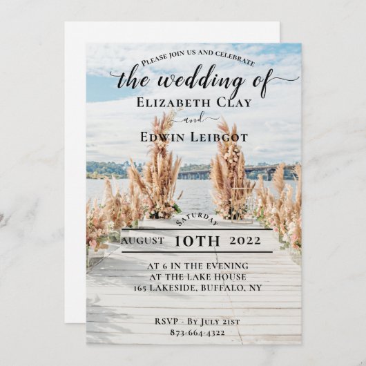 Lakeside Wedding Invitations Kaart (Voorkant / Achterkant)
