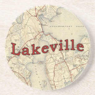 Lakeville Massachusetts Old Map Zandsteen Onderzetter