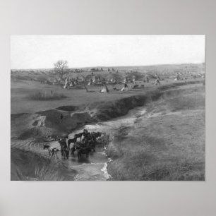 Lakota Indiaas kamp op de witte klei Poster