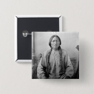 Lakota leider Sitting Bull Indiaanse Indiaan Vierkante Button 5,1 Cm