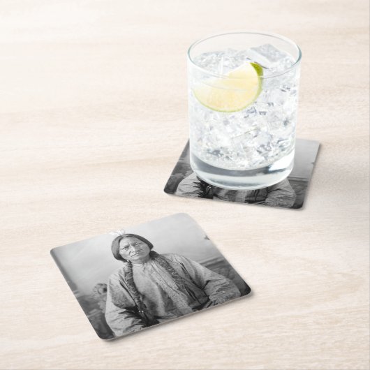 Lakota leider Sitting Bull Indiaanse Indiaan Vierkante Kartonnen Onderzetter (Insitu)