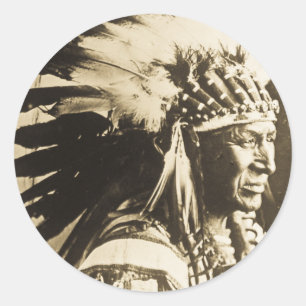 Lakota Sioux Chief White Swan Ronde Sticker