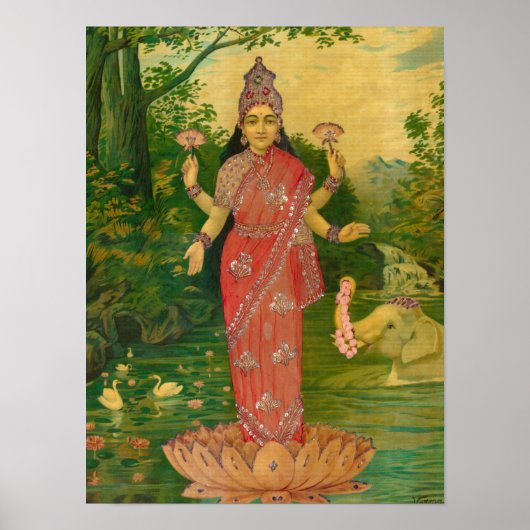 Lakshmi by Raja Ravi Varma Poster (Voorkant)