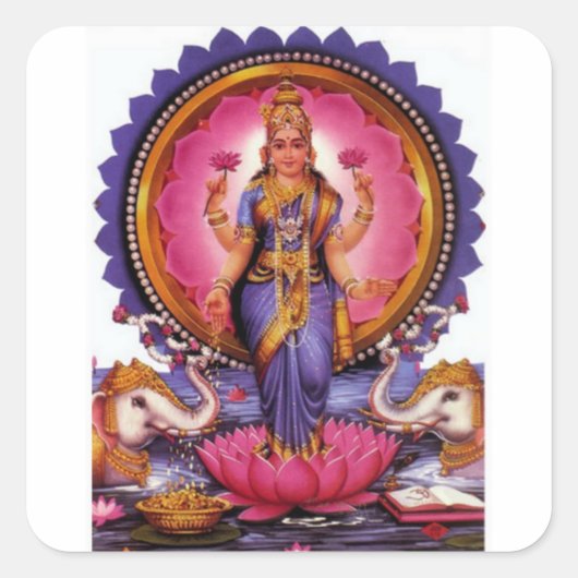 Lakshmi - Godin van Rijkdom, Geluk en Schoonheid Vierkante Sticker (Voorkant)
