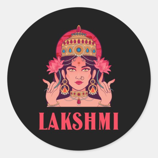 Lakshmi is de godin van het geluk ronde sticker (Voorkant)