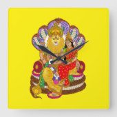 Lakshmi Narasimha Wall Clock Vierkante Klok (Voorkant)