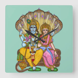 Lakshmi Narayan Wandklok Vierkante Klok