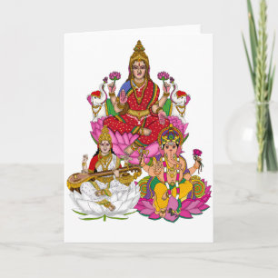Lakshmi Saraswati Ganesha Feestdagen Kaart