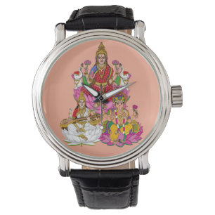 Lakshmi Saraswati Ganesha wandklok Horloge