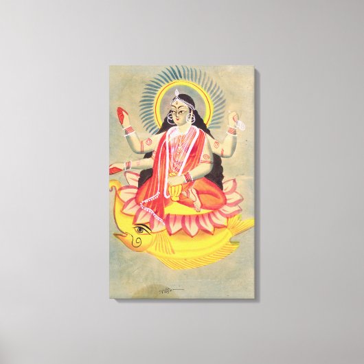 Laksmi, op een troon van lotusbladeren, c.1890 canvas afdruk (Voorkant)