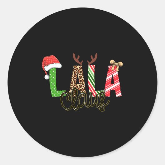 Lala Claus Xmas Happy Family New Santa Claus Chris Ronde Sticker (Voorkant)