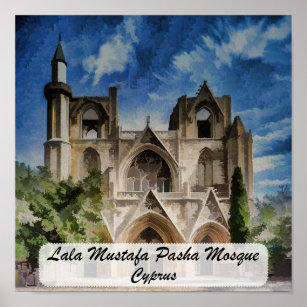 Lala Mustafa Pasha Mosque Cyprus Watercolor Poster