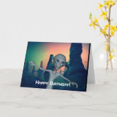 L'alien rencontre la carte de joyeux anniversaire (Fleur jaune)