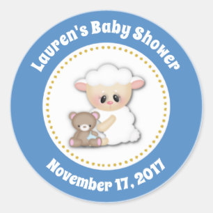 Lam Baby shower Favor Stickers Blue Boy