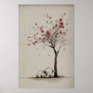 Lam een ontluikende boom afdrukbare kunst, minimal poster