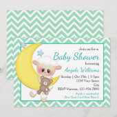 Lam en Crescent Moon Baby shower Kaart (Voorkant / Achterkant)