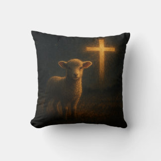 Lam en Cross Christelijke Night Art Print Kussen