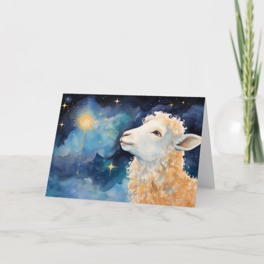 Lam en Ster Kerstkaart Kaart (Voorkant)