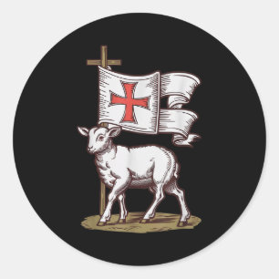 Lam Gods Christelijk Symbool Van Geloof Overwinnin Ronde Sticker