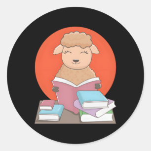 Lam Lezen Boeken Literatuur Hobby Schaap Ronde Sticker