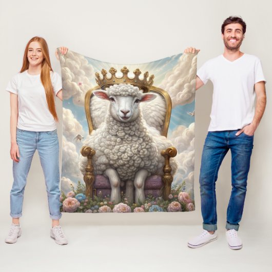 Lam met een kroon op een troon fleece deken (In situ)